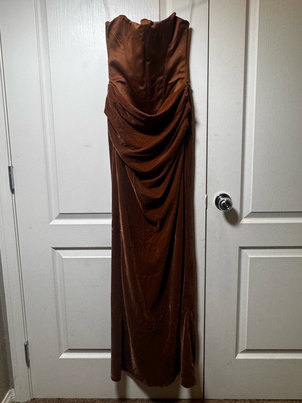 House of CB Persephone Toffee Velvet Corset Maxi Dress Small Glam Luxury - Picture 2 of 6